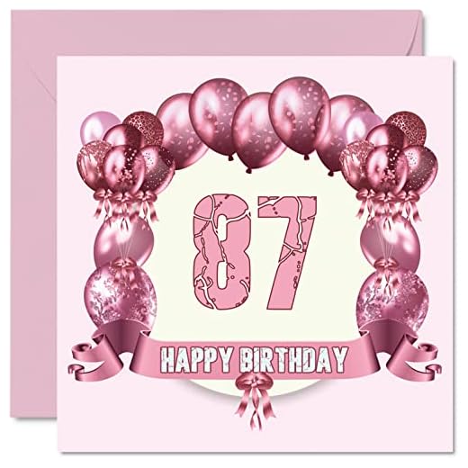 Divertidas tarjetas de cumpleaños 87 para mujer, globos de cumpleaños, tarjeta de feliz cumpleaños para papá, mamá, abuelo, niñera, tarjetas de felicitación de 145 mmx145 mm, tarjeta de cumpleaños 87