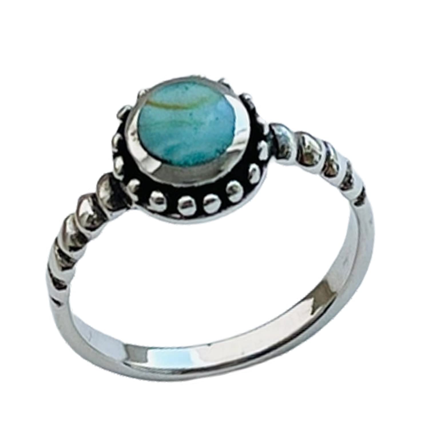 Anello rotondo di turchese genuino, anello solitario, anello di regali di nozze, anello di dichiarazione, anello Boho, anello minimalista, regali per la festa della mamma di dicembre Birthstone