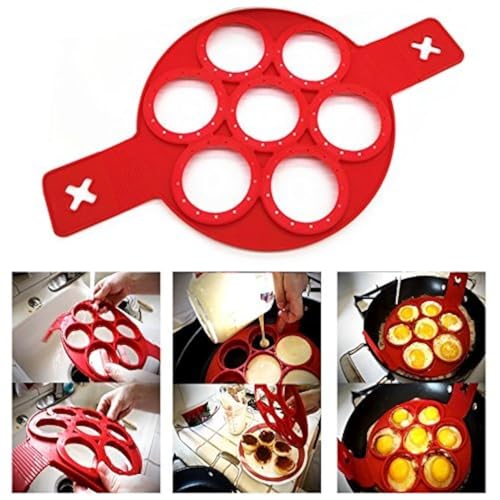 Itian Anillos de Huevo Frito Antiadherentes, Molde de Tortilla, Molde de Silicona para Panqueques, Enrollados para Huevos Fritos, Huevos Escalfados, Panqueque, Panecillos Ingleses, Hamburguesa