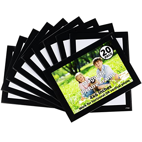 STTMGN Magnetic Picture Frames for Lockers (4"X6",20 Pack),Magnet Photo Pockets/Greeting