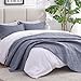 Love's cabin King Size Quilt Bedding Set Bluish Grey Bedspreads - Bed Summer Lightweight Bedspread Comforter - Wave Pattern Bedding Coverlet for All Season - 3 Pieces (1 Quilt, 2 Pillow Shams)