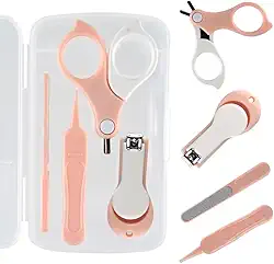 Kit de Cuidados com Unhas do Bebê 4 em 1 Seguro e Prático Aparador de Unhas (rosa)