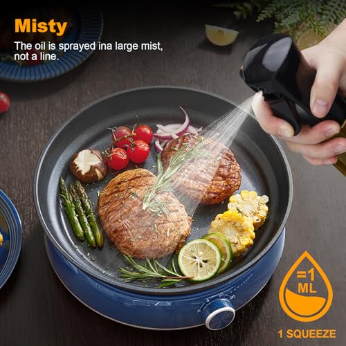 Image of Oil Sprayer for Cooking, Olive Oil Sprayer Mister, 200ml Glass Olive Oil Spray Bottle, Kitchen Gadgets Accessories for Air Fryer, Patented Technology, Widely Used for Salad Making,Baking (Black)