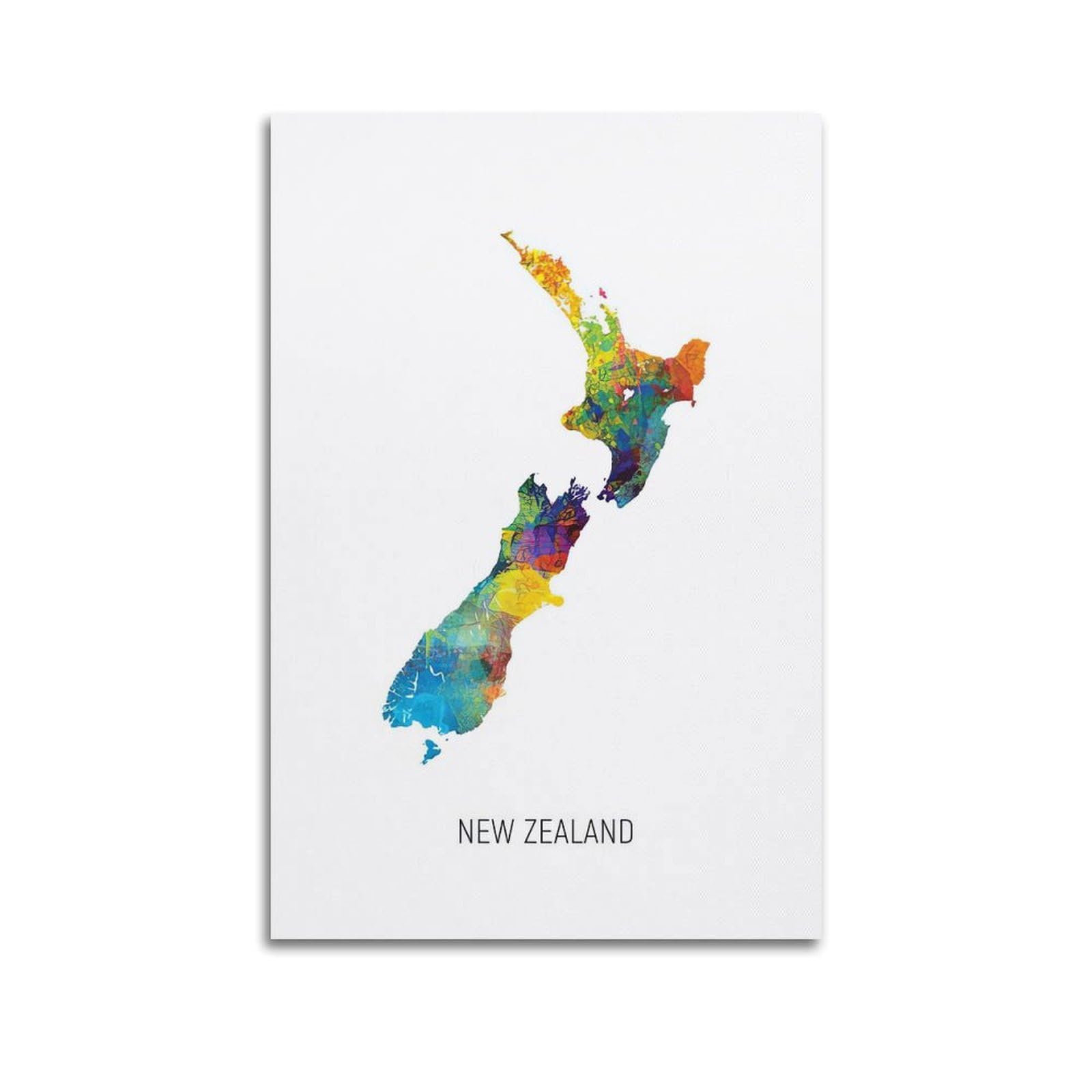 MJZLQN Map Poster New Zealand in Watercolor Poster Decorative Painting Canvas Wall Posters And Art Picture Print Modern Family Bedroom Decor Posters 20x30inch(50x75cm)
