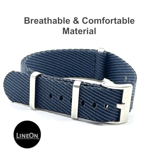 Image of Lineon 20mm & 22mm Stainless Steel 304 Buckle & loop Nylon Vintage Style NATO Watch Strap ONE WAY NATO Nylon STRAP Imported Quality With Pins and Pin Remover Tool (Include)