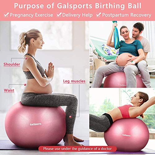 GalSports Pregnancy Birthing Ball, Yoga Exercise Birth Ball Chair for Delivery & Training & Fitness, Extra Thick Labor Ball with Quick Pump(Dusty Rose,M(48-55cm))