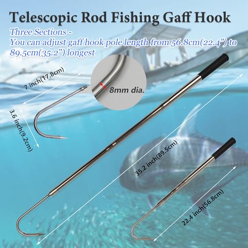 image for Dutiplus Telescopic Fish Gaff with Stainless Sea Fishing Spear Sharp H