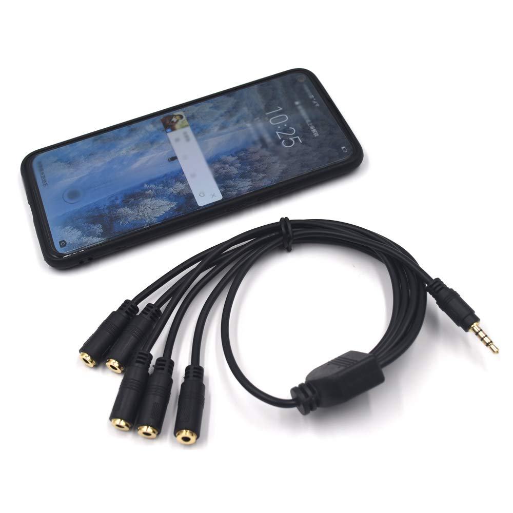 Cable de extensión divisor de 3,5 mm de 1 a 5 maneras de 3,5 mm, conector macho TRRS de 3,5 mm a hembra para auriculares adaptador divisor de audio estéreo (3,5 mm TRRS)