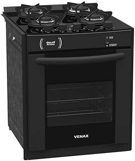 FOGAO A GAS DE EMBUTIR GAUDI PRISMA VITREO 4Q PRETO GAS GLP