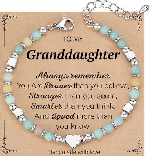 Image of Gifts for Teen Girls, Moonstone Beaded Bracelets with Gift Card, Inspirational Christmas Birthday Graduation Galentines Day Gifts for Daughter Granddaughter Niece Sister Bestie