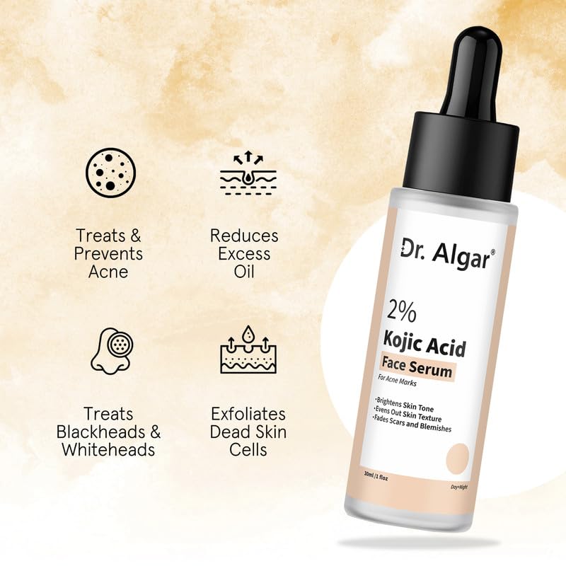 Image of Dr. Algar Kojic Acid Serum 2% for Hyperpigmentation & Uneven Skin Tone | Helps Reduce Dark Spots | Lightweight Formula for Men & Women