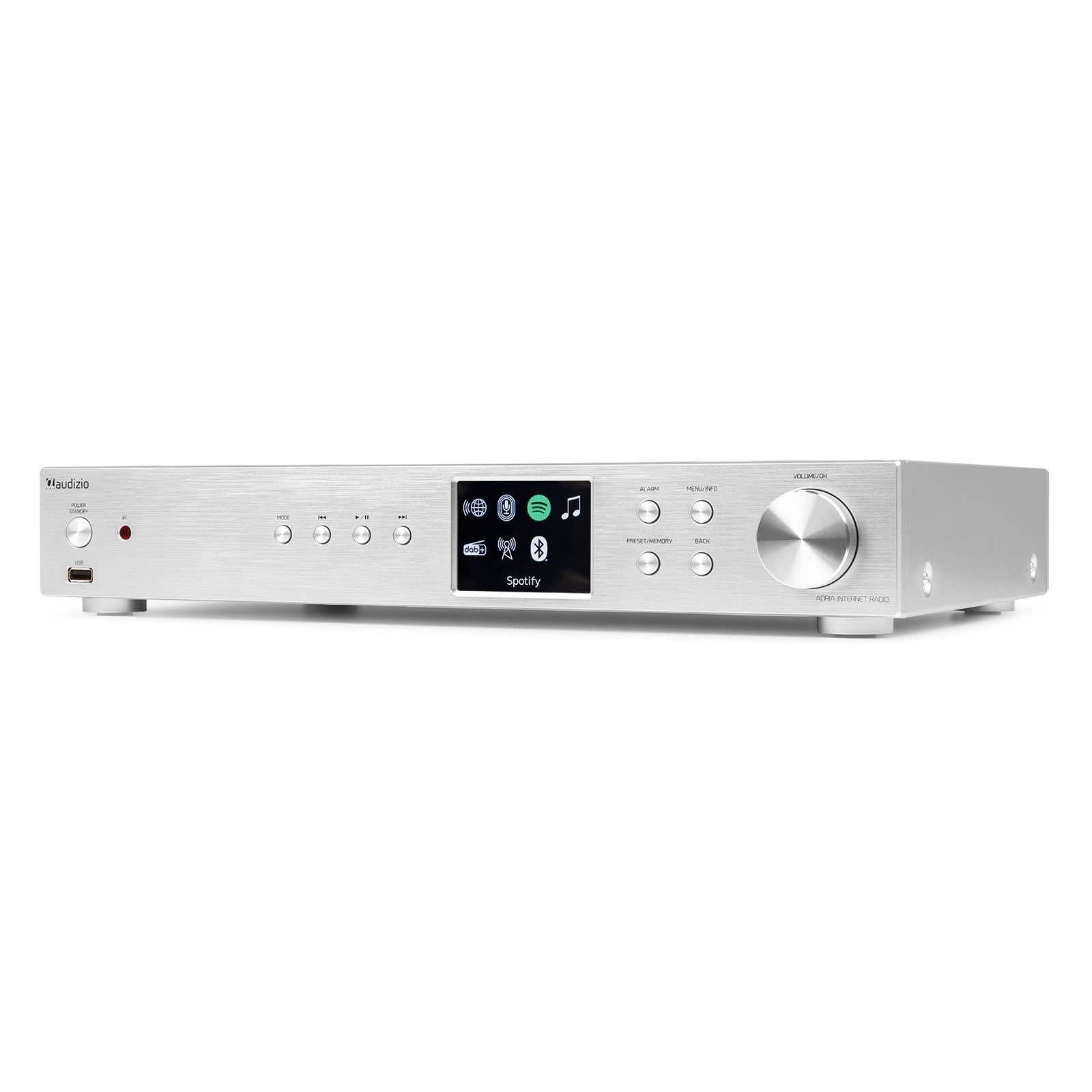 Audizio Adria Radio Internet Wi-FI avec Bluetooth - Alu, avec Fonction Réveil, Radio Dab+ et Tuner FM, 28 000 Stations Radio, Spotify Connect®, Idéale pour Écouter Vos Radios Préférées