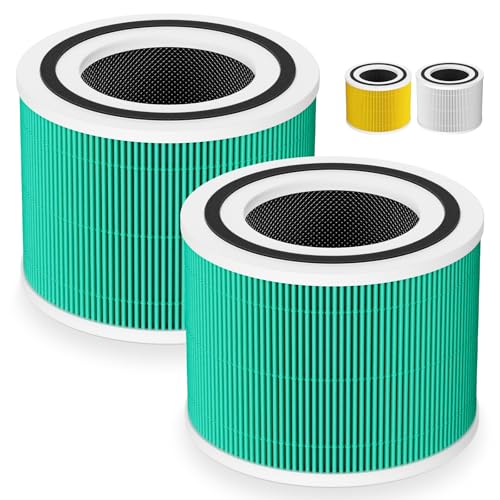 Core 300 Toxin Absorber Replacement Filter for LEVOIT Core 300/ Core 300S/ Core 300-P/Core 300S-P/Core P350 Air Purifi-ers, 3-IN-1 HEPA Filter, Compared to Part# Core 300-RF, Green (2 Pack)