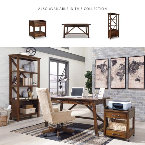 Image of Signature Design by Ashley Baldridge Rustic Industrial Office Printer Stand with Storage, Brown