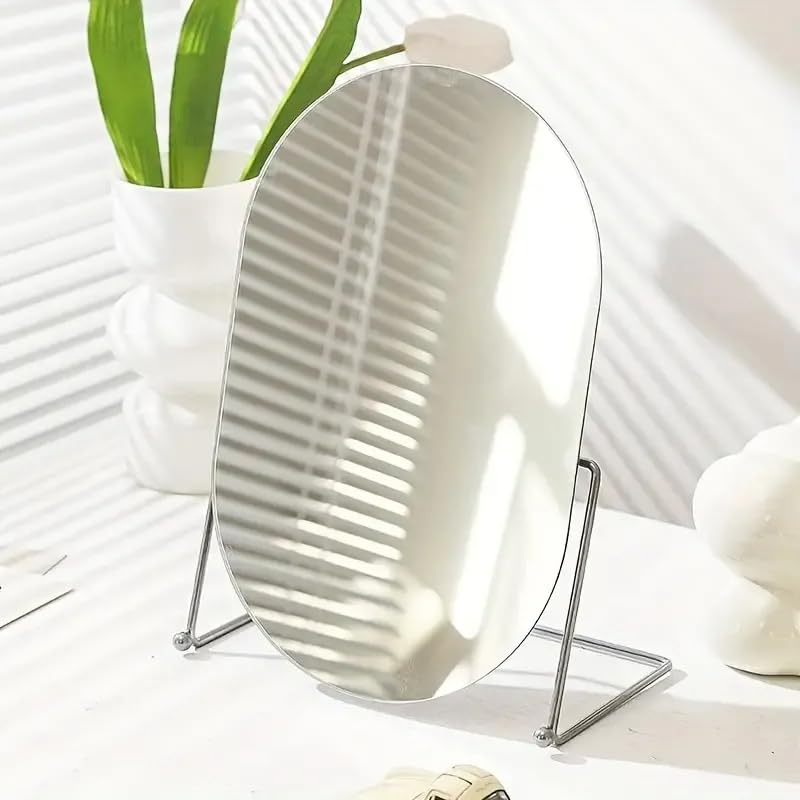 Espejo Ovalado de Mesa con Soporte Ajustable Plata miniatura 5