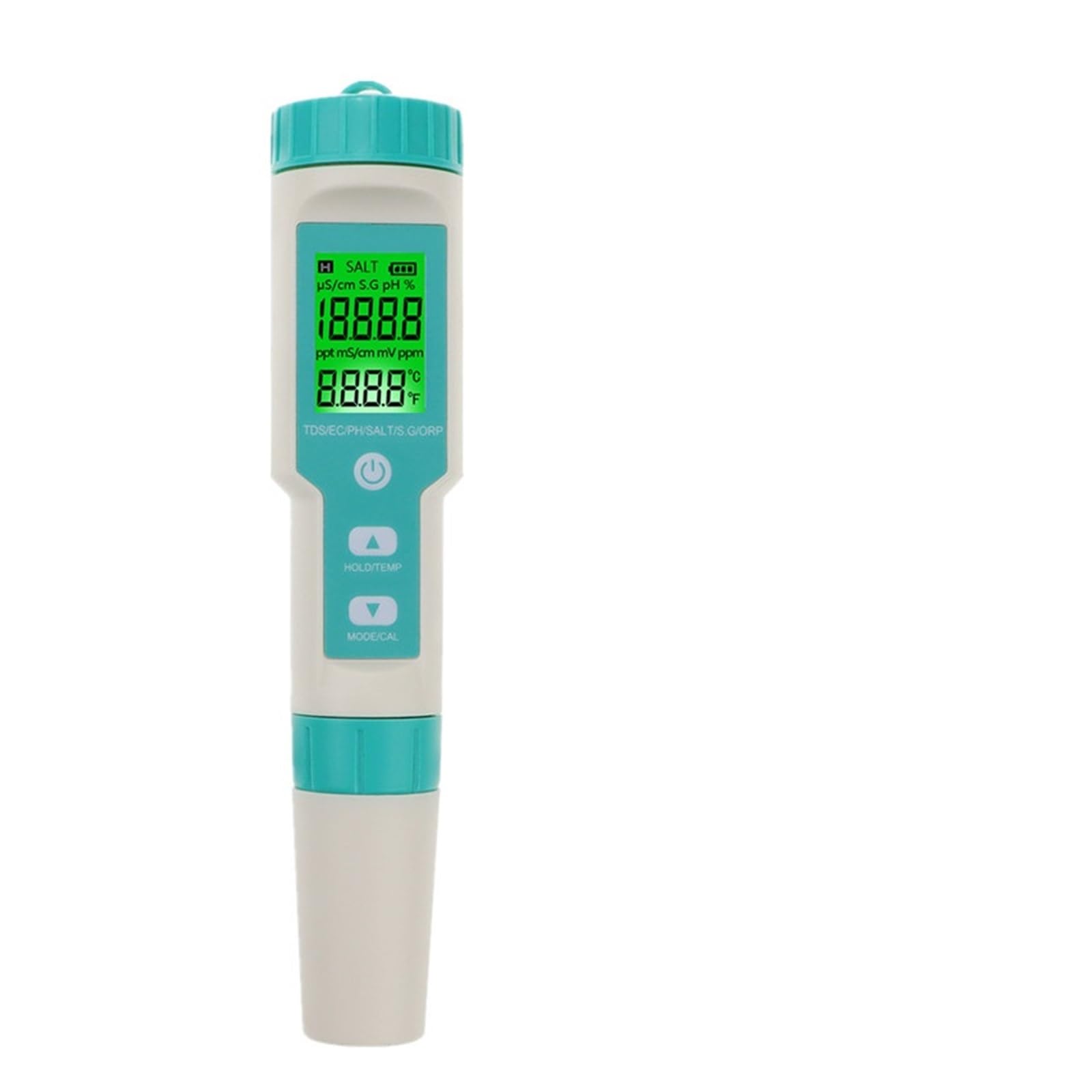 Testeur d'eau, 7 en 1 PH TDS EC ORP salinité S. G Compteur de température testeur de Moniteur de qualité de l'eau IP67 for l'eau Potable, ph-mètre d'aquarium(with Backlight)