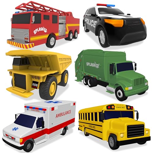 Image of SplashEZ Mold Free 6 Cars Bath Toys for Kids | Toddler Bath Toys with No Hole for Water | Vehicles Set Ideal Size for Little Hands | Safe, Durable for Endless Tub Fun | Great for Boys & Girls Ages 0+