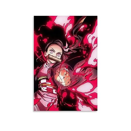 ELedvb Póster de anime japonés Demon Slayer Nezuko KamadoCanvas póster de pintura decorativa en lienzo para pared e impresión artística moderna para decoración de dormitorio familiar, 20 x 30 cm