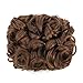 SWACC Short Messy Curly Dish Hair Bun Extension Easy Stretch hair Combs Clip in Ponytail Extension Scrunchie Chignon Tray Ponytail Hairpieces (Dark Brown Medium Auburn Mixed-4/30#)