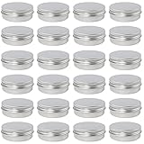 Aluminum Tin Cans, 24pcs Empty Candle Containers With Screw Lid - Round Metal Balm Tins for Storage, 2oz/60ml, Silver
