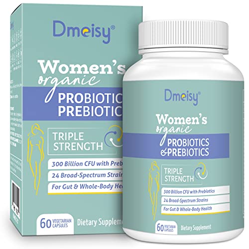 Probiotics for Women, 300 Billion CFU 24 Strains Probiotics with Organic Herbs Prebiotics Blend, Shelf Stable Probiotic Supplement for Digestive Immune & Whole-Body Health 60 Capsules