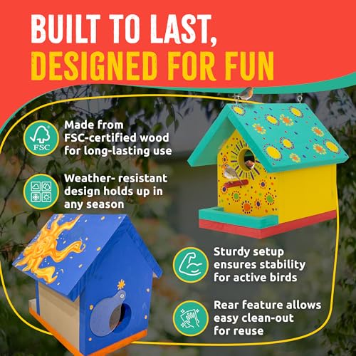Image of Jr Bird House Kit, DIY Cedar Wood Birdhouse for Outdoors with Paint