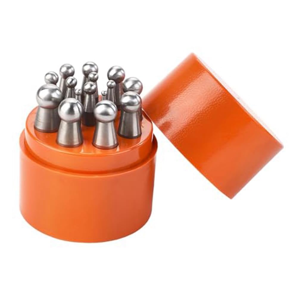 Rersduyt Doming Block Punch Set, Dapping Punches Processing Crafting Metal Forming Tools Stamping Tools for Shaping Beads 15PCS