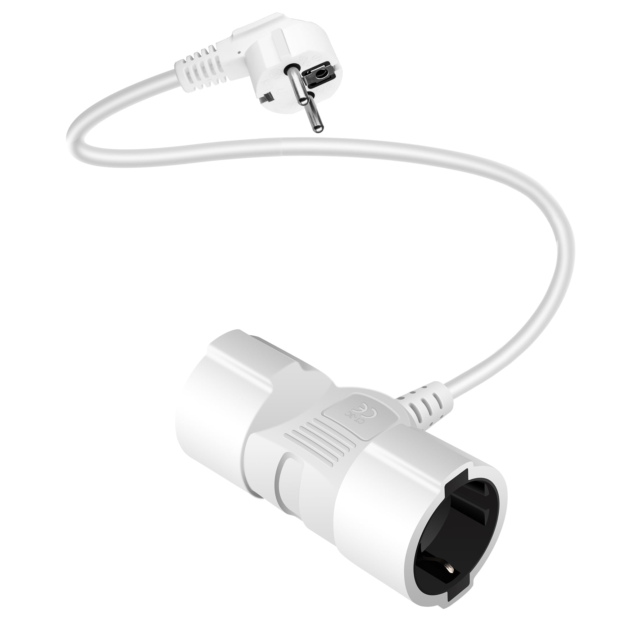 Extensor eléctrico doble 2 m 2 enchufes cable flexible max 3500 W convertidor alemán hogar oficina blanco