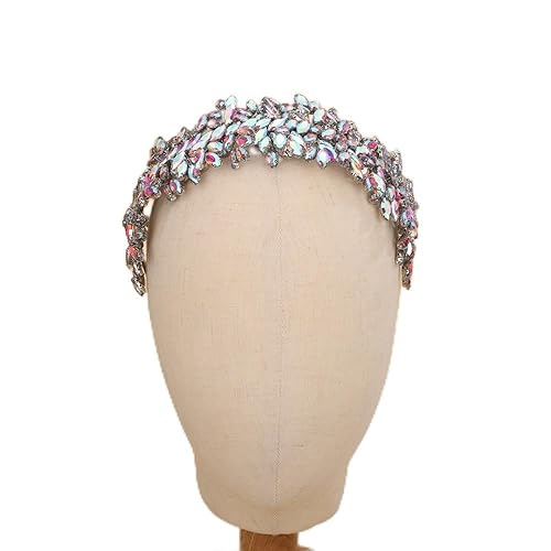 Sither Diadema de cristal de novia para fiesta de boda, accesorio grande de cristal plateado, accesorios para el cabello para novia, pinzas para el