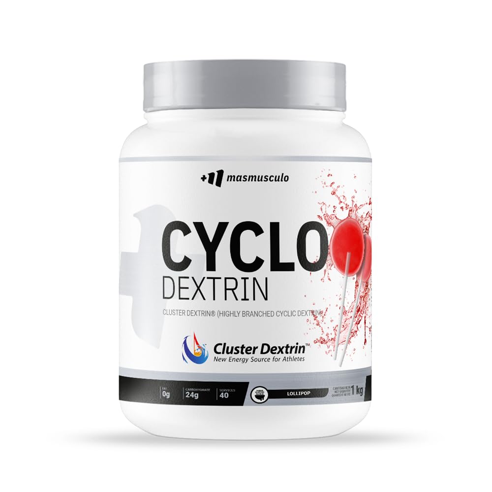 Masmusculo - Cyclo Dextrin en Poudre - 1000 g - Cyclodextrine pour Améliorer l’Endurance Physique - Dextrine Cyclique avec Cluster Dextrin® - Pot pour 2 Mois - Goût Sucette