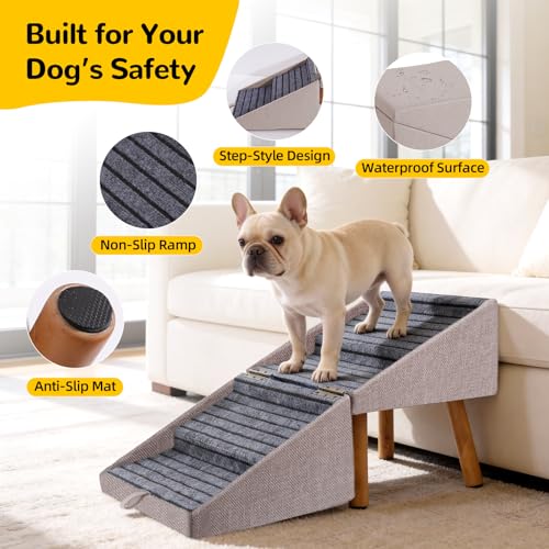 Image of 17.13 inch H Foldable Dog ramp for Couch, 2-in-1 Pet Steps & Ottoman