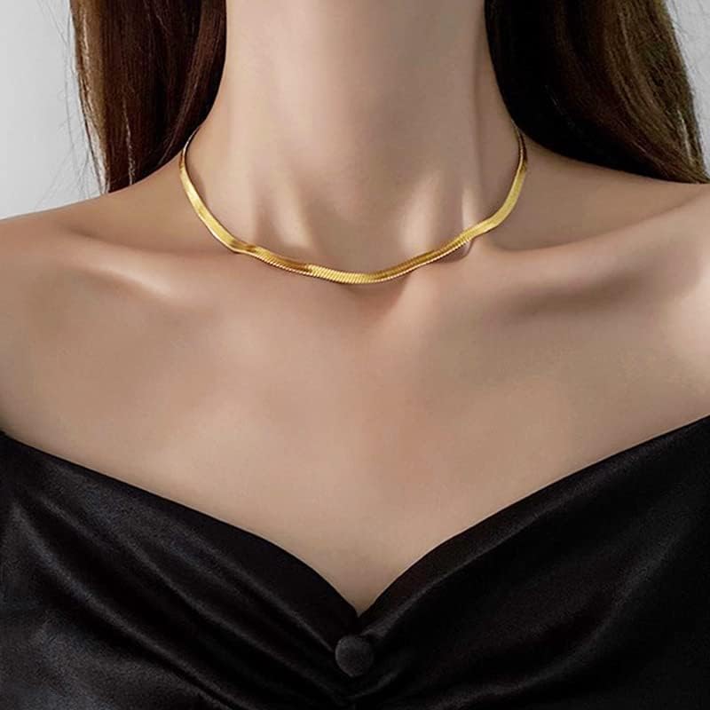 Miniatura 2 de Collar de cadena de espiga plana de plata de ley 925 de 0.197 in para mujer, 16 pulgadas, 18 pulgadas