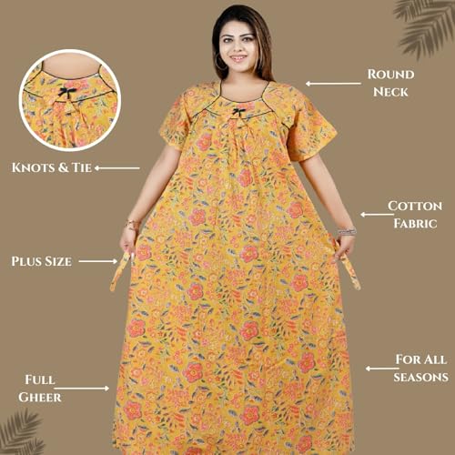 Image of Bejod's Collection Women Pure Cotton Nighty Combo Pack | Full Length Floral Printed Cotton Nighty Maxi | Soft & Breathable Night Dress for Women L to 4XL