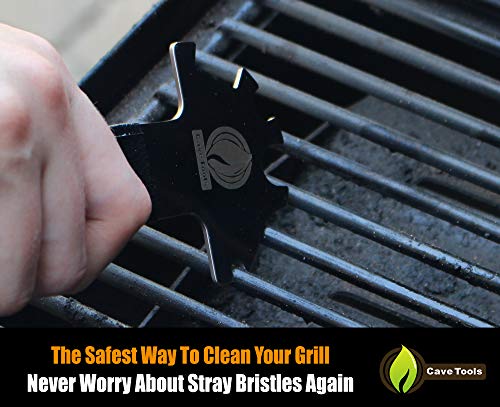 Cave Tools Grill Scraper Tool - Bristle Free Safe Barbecue Grate Cleaner - Stainless Steel BBQ Brush Replacement for Cleaning Metal Grilling Smoker & Oven Racks - Bottle Opener Accessories - Thumbnail 6