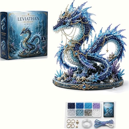 Mythical Ocean DIY Bead Kit for Beginners 3D Beaded Animal Making Kit with Instructions 8 Unique Sea Animal Designs with Glass Beads and Pattern Guide Underwater Bead Embroidery Set (Sea Dragon)