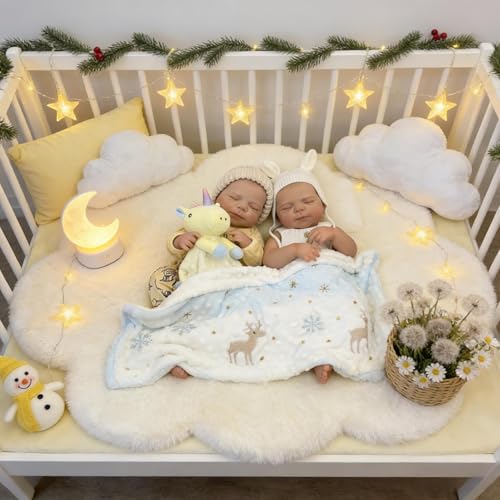 Reborn Babypuppen Zwillinge Silikon Ganzkörper Vinyl 45,7 cm Realistische Babypuppe Anatomisch Korrekt Zwei Mädchen Real Life Neugeborene Babys Zwillinge Puppen für Kinder Geschenke – Bild 5