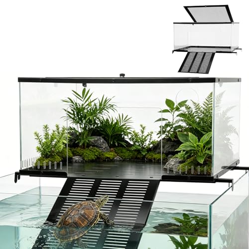 Brobear Above Tank Turtle Basking Platform 75 Gallons Acrylic Large Turtle Basking Platform Fits 18-20 Wide Aquariums Anti-Rust & Safe for Red-Eared Sliders Easy to Install Escape-Proof Design