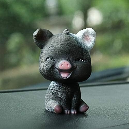 車の飾りかわいい樹脂シェイクヘッド豚の人形の素敵な自動車インテリアダッシュボード装飾ノードのおもちゃのおもちゃオートアクセサリーギフト カラー名 ブラック Mengheyuan Color Gold Sempolet Siakkab Go Id