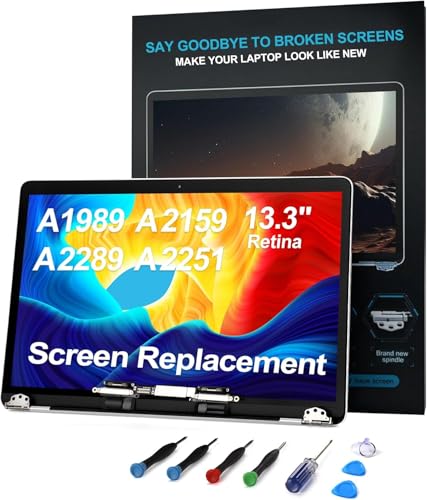 Image of Screen Replacement for MacBook Pro 13.3 inch A1989 A2159 A2289 A2251, 2018 2019 2020 LCD Display Screen Assembly, Silver
