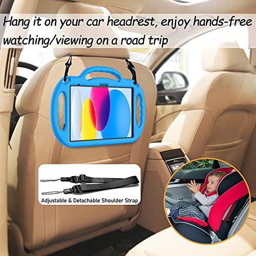 Ltrop Kids Case For New Ipad 10Th Generation 10.9 Inch 2022, Ipad 10.9 Case 10Th Generation, With Shoulder Strap, Durable Light Weight Handle Stand Child-Proof Bumper Case For Ipad 10Th Gen 2022, Blue #TOP5