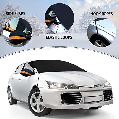 Superkaka Windshield Cover For Ice And Snow,Car Windshield Snow Cover,600D Thick Oxford Cloth Waterproof And Windproof Snow Cover With Reflective Side Mirror Cover, Fits Most Sedans #TOP4