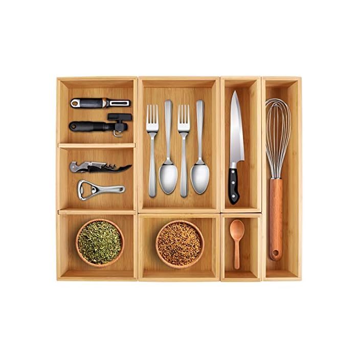 Kootek Kitchen Drawer Organizer for Utensils, 6 Pcs 8 Grid Silverware