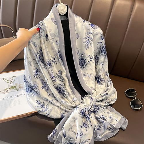 Image of ZDMHSH Fashion Scarves Scarf 100% Silk Feeling Scarf Silk Like Scarves Long Lightweight Sunscreen Shawls for Women