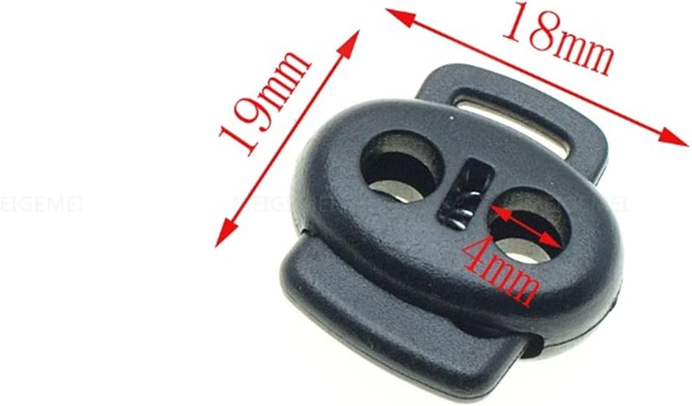 Spring Locks Clasp，Rope lock Cord Locks,Toggles 50pcs/pack 2 Holes&Webbing Hole Cord Lock Stopper Plastic Toggle Clip Black