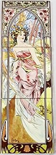 Morning Awakening Ceramic Tile Mural Mucha Ladies 3 Decorative Tiles 6" Hand Decorated UK