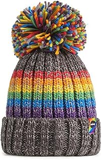 Gay Pride Rainbow Luxury Super Sherpa Fleece Lined Reflective Bobble Hat - Dark Graphite