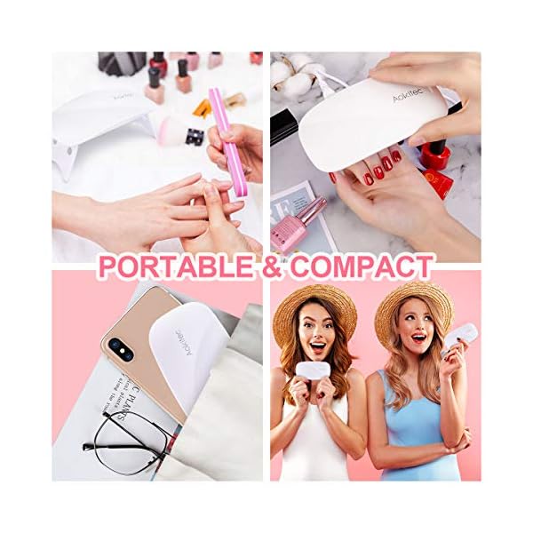 Aokitec-Mini-UV-LED-Nail-Lamp-Portable-Gel-Light-Mouse-Shape-Pocket-Size-Nail-Dryer-with-USB-Cable-for-All-Gel-PolishWhite Aokitec UV LED Nail Lamp - UV Light for Nails Portable LED Nail Dryer for Curing All Kinds of UV Nail Gels Nail Glue Gel Nail Polish Small but High Efficient for Salon Use Home DIY, White