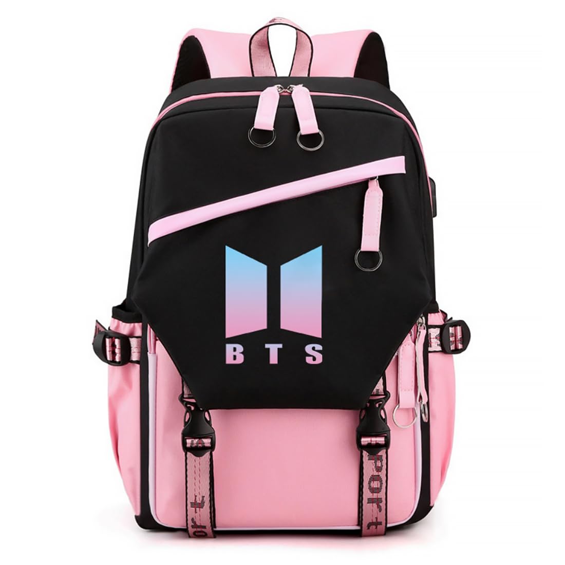 PALAY® BTS Backpack For Boys Kpop BTS Bangtan School Backback For Student with Cable Vent, Travel Laptop Bag