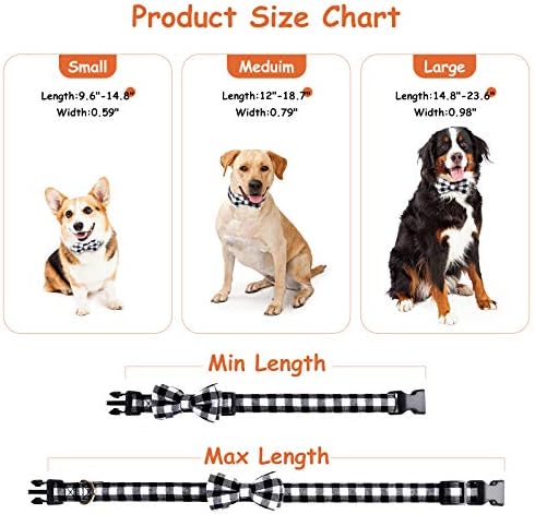 Dog Bow Tie Plaid Dog Collar, Apasiri Christmas Dog Collar with Bow Tie Cat Bowtie, Adjustable Soft Pet Bow Tie for Dog Cat Best Gift Comfortable Unique Buckle Cute Bow Detachable Durable Cotton Comfy