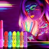 Glow in The Black Light Face Paint Crayons Kit, UV...